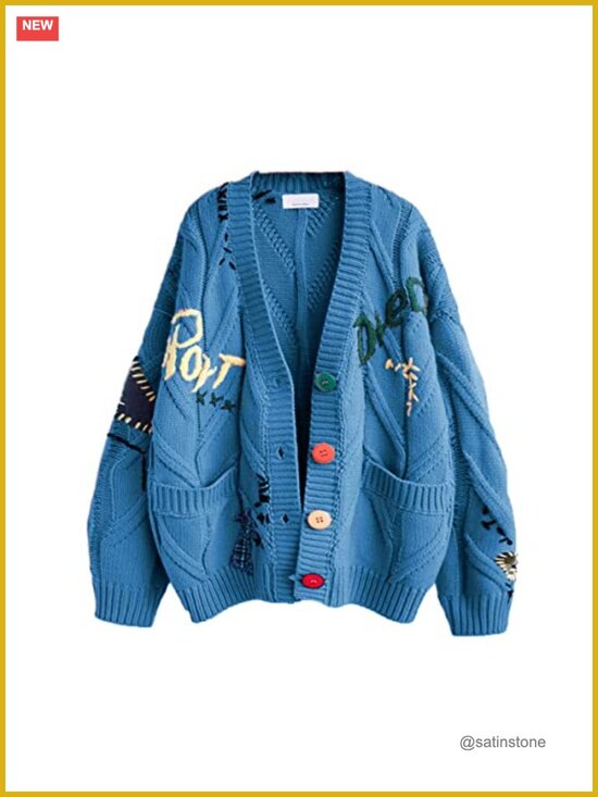 Sweaters - Women's Cable Knit Long Sleeve V-Neck Button Down Cardigan Wool Blend Coat